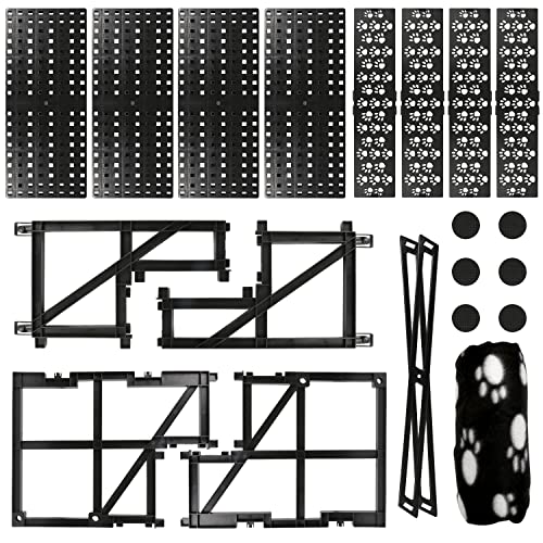 Outamateur Pet Stairs,Dog Steps,Pet Ladder For Small Dogs/Cats,Detachable Plastic Pet Ramp For Reaching Beds And Couches With 1Pcs Machine Washable Cover And 6Pcs Anti-Slip Stickers (Black-4 Steps) #TOP3