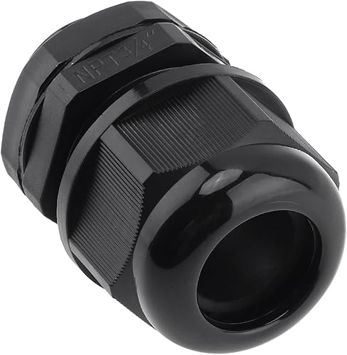 Miniatura 6 de RTNLIT Prensaestopas NPT de 34 pulgadas, conectores de cable de alivio de tensión de plástico de nailon ajustable impermeable con juntas (paquete de