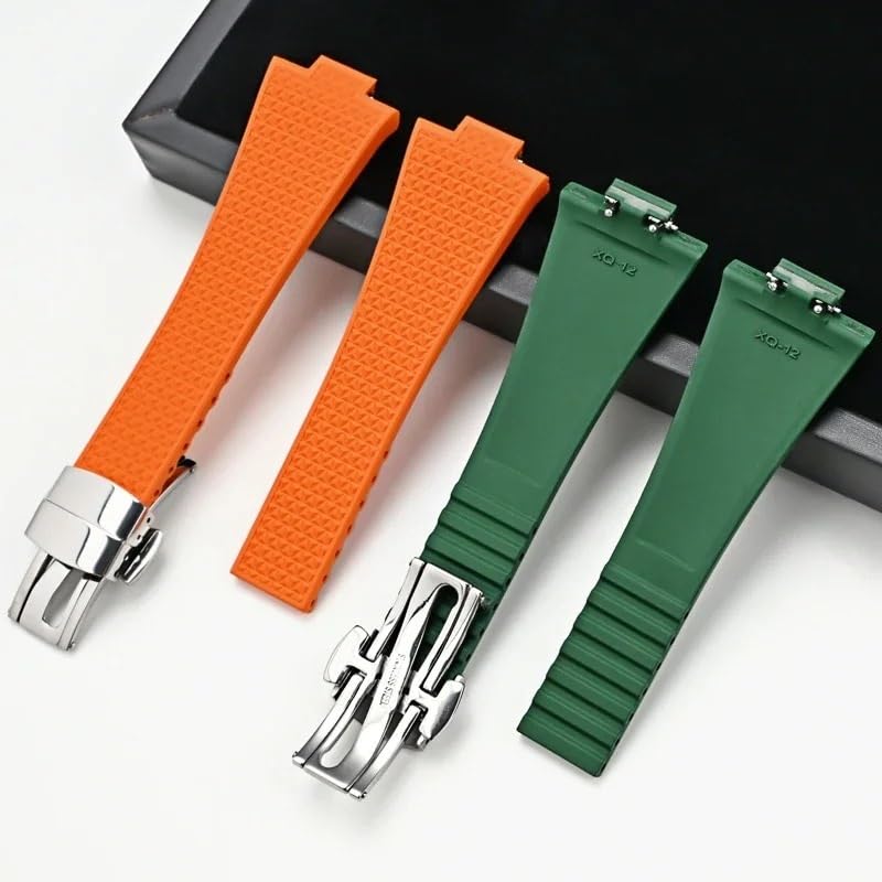 Correa de reloj FKM para Tissot PRX Series Super Player Convex para hombre, correa de caucho fluorado con hebilla de mariposa, accesorios