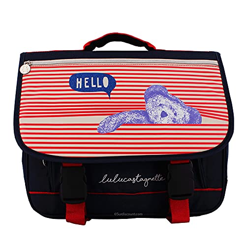 Lulu Castagnette Cartable Rayures - Rouge et Blanc - 2 Compartiments