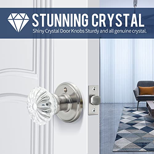 Cielsa Dawn Glass Door Knobs Interior With Lock, Satin Nickel Door Handles, Crystal Door Knobs With Lock(Satin Nickel, Privacy) #TOP4