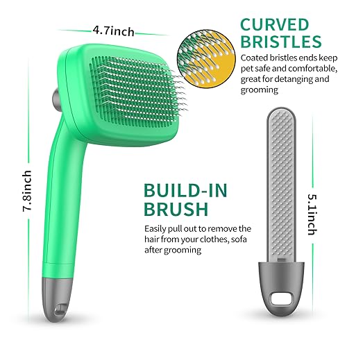 Self-Cleaning-Slicker-Brush-for-Shedding-Grooming-Long-Short-Haired-Dogs-Cats-Pets-Retractable-Brush-with-Hair-Remover-Tool-in-Handle-Removes-Loose-Fur-Undercoat-Tangles-Hair-Green