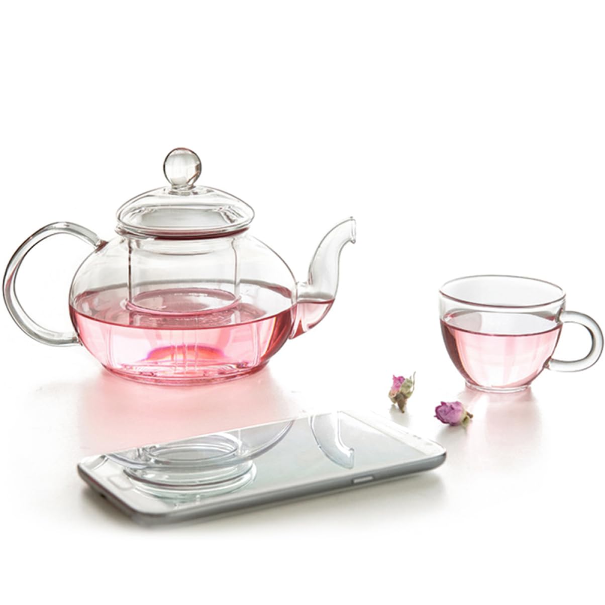PRETYZOOM 6 Stück Teeservice aus Hitzebeständigem Glas mit Teesieb Doppelwand Tassen Transparenter Teekanne für Heißen Tee und Eistee Kung Fu Teegeschirr für Teeliebhaber