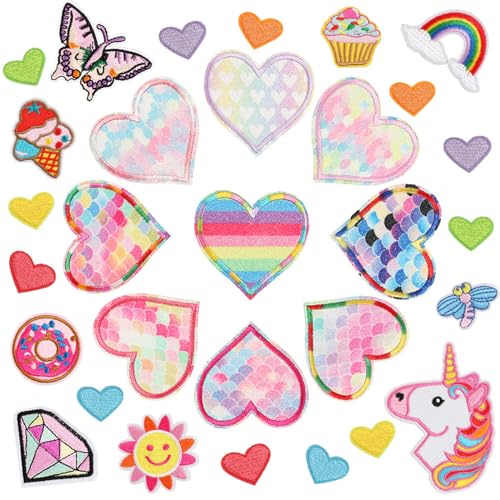 30 parches de unicornio para planchar con purpurina, para mochilas, chaquetas, sombreros,...