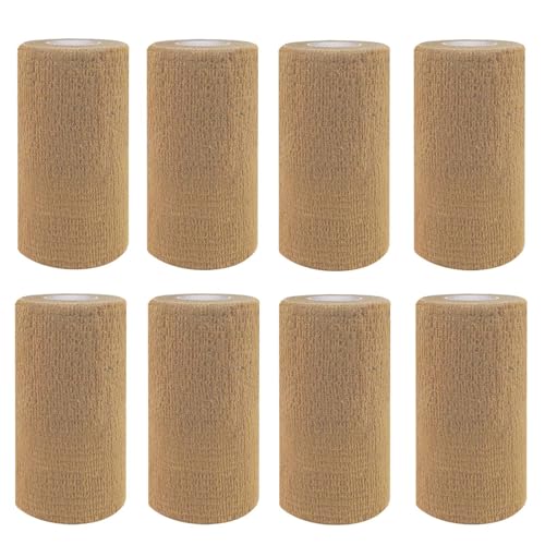 8 Rollen Selbstklebender Verband, 10cm*4,5m Verband Selbsthaftende Bandage, Elastischer Fixierbinde Haftbandage Kohäsive Bandage Elastische Binde für Sport Vet Wrap Pet für Katze,Hund,Pferd