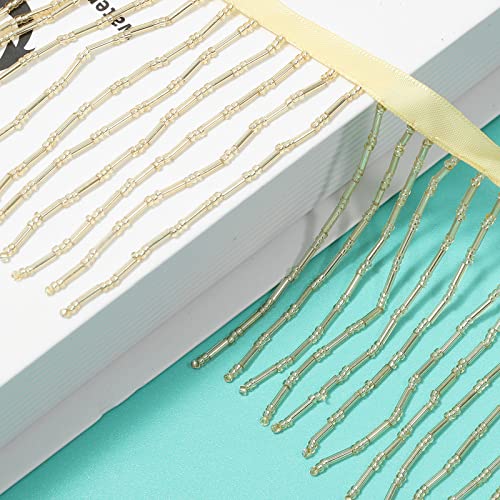Awaytr 1 Yard Beaded Fringe Trim - 3.5In Wide Glass Beaded Fringe For Dress Clothing And Diy Crafts (Glod) #TOP3