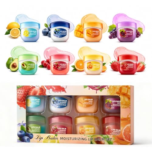 8 piezas Bálsamos Labiale, Bálsamo Labial Frutal Hidratante,Cuidado para Labios Secos y Agrietados, Líneas de labios, Lip Therapy