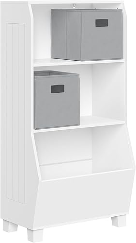 Miniatura 8 de RiverRidge Estantería infantil de 23 pulgadas con organizador de juguetes, color blanco Blanco,Blanco con 2 cubos Aqua,Blanco con 2 cubos