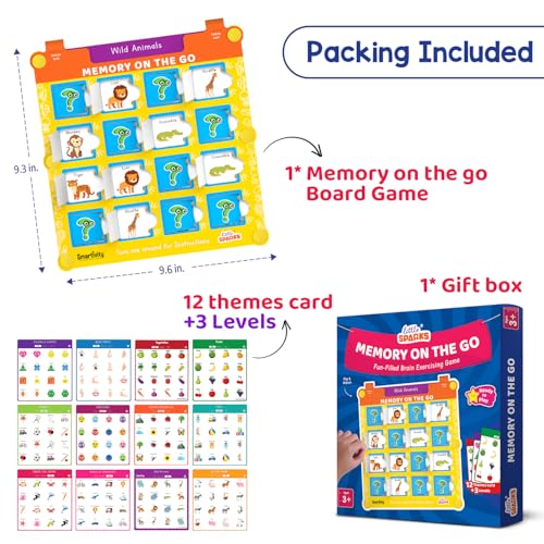 Image of Smartivity Memory Game for Kids Ages 3+ Years | Fun Matching Game - 12 Theme Cards & 3 Level Challenges I Birthday Gift for Boys & Girls I Preschool Learning Toy for 3,4,5,6 Years Age