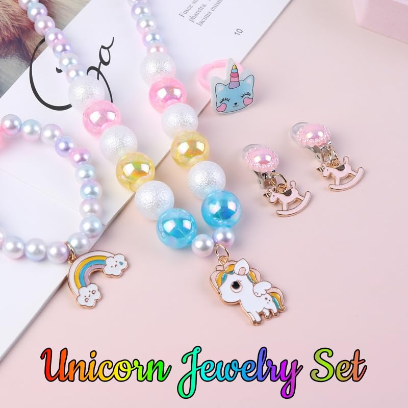 Set Licorne Fille UptVin - Sac à Bandoulière + Bijoux (Collier, Bracelet, Bague, Boucles D'Oreilles, Lunettes)
