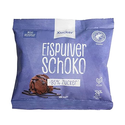 Xucker Isspulver choklad söt med xylit (150 g) – chokladglass för egen tillverkning I mycket enkelt utan glassmaskin I vegansk glass I 95 % mindre socker