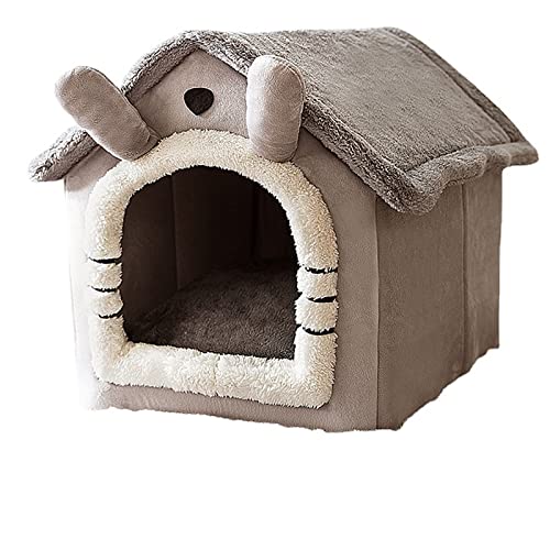 Niche pliable pour chat amovible avec litière douce et chaude pour l'hiver