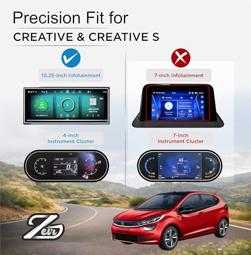 Image of ZEIR [4 PACK] Screen Protector Compatible with TATA ALTROZ CREATIVE & CREATIVE S - 10 Inch Infotainment [Thin Corners] Touchscreen, Instrument Cluster, AC Cluster & Steering Panel | 2025 Facelift TataAltroz Display Guard | 9H Hardness, Anti-Scratch & Water Resistant | HD Clarity Dashboard Touchscreen Accessory 2026+ [Not Tempered Glass]