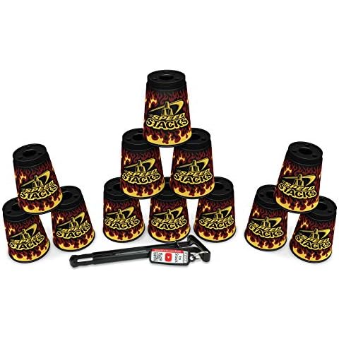 Speed Stacks | Official Sport Stacking Set, Black Flame - 12 Cups and Holding stem | Top Grade Materials, Low Friction | WSSA Approved Cover