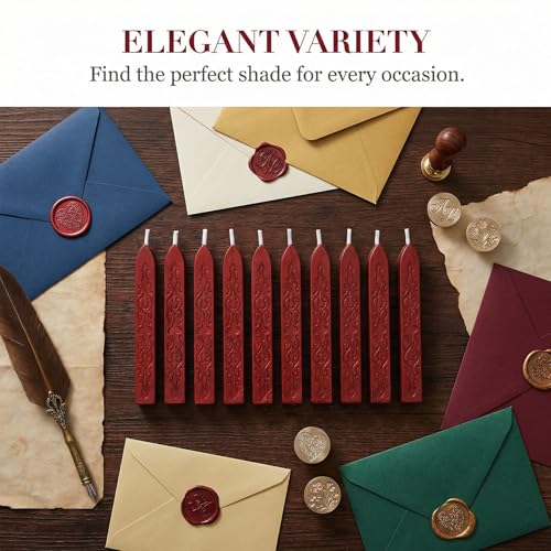 10 Retro Siegelwachs Stäbe für Vintage Siegellack Stempel, Einladungen & Pakete (B)