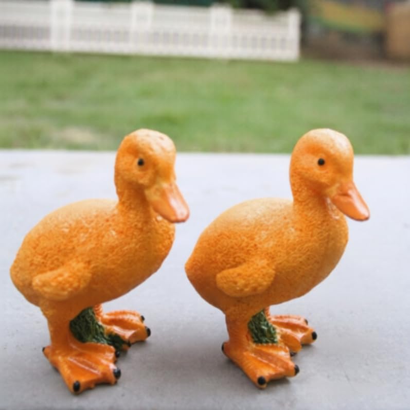 Wonderland Set of 2 Whimsical Garden Duck Statues – Weather-Resistant Resin Duckling Figurines for Outdoor Patio, Lawn, Pond, and Home Desktop Décor-3x2x4 inch-image-19