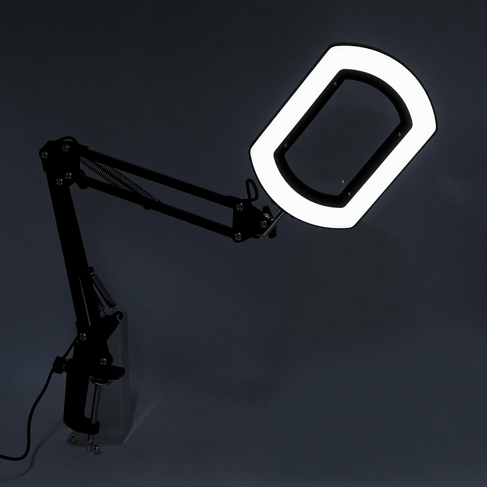 Tosuny Lupa 15X con Luz, 5 Temperaturas de Color, Brazo Giratorio de 360 ​​Grados, Lupa Iluminada Alimentada por USB para Lectura, Manualidades, Reparación de Pasatiempos