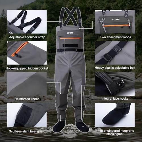 Image of Goture 5-Layer Breathable Stocking Foot Waders & Waist Gear, 5 Sizes