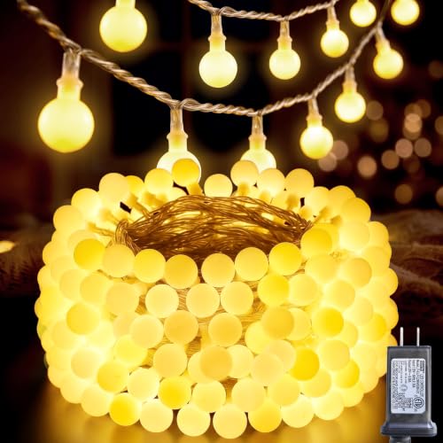 LitHome 66FT Globe String Lights for Indoor Bedroom Connectable, Warm White
