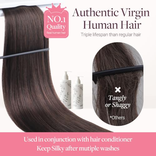 Image of GOO GOO Genius Weft Hair Extensions Human Hair, Sew In Extensions Rooted Remy Weft, #12A /18H Ash Beige Blonde Blend 20 Inch 60g, Natural Hand Tied Straight Silky