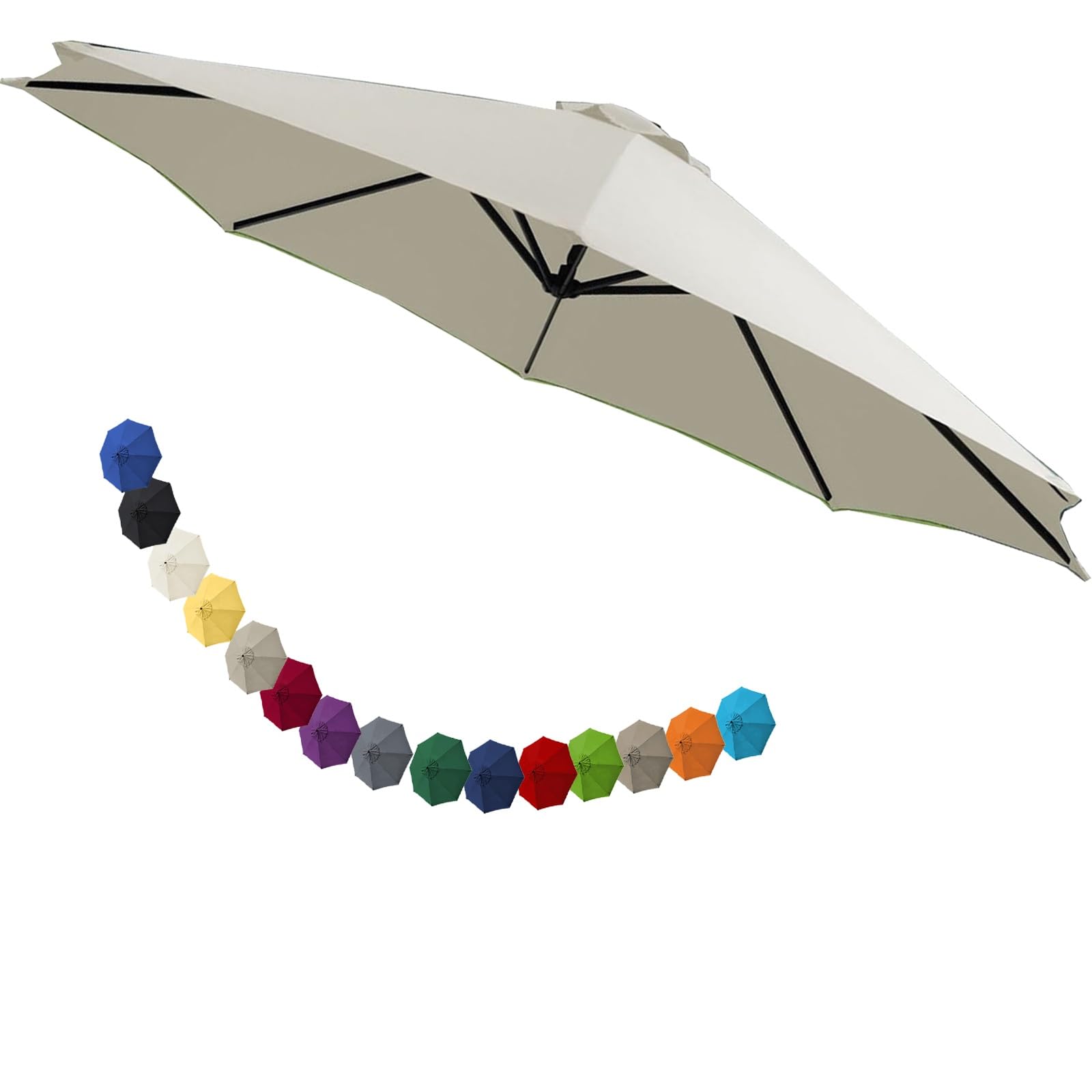 YNJJKA Umbrella Replacement Parasol Cover, Umbrella Replacement Cloth for Patio/Beach/Backyard/Swimming Pool Parasol Fabric Canopy Cover(D7,6 Ribs- 9.8 FT 3.0 m)