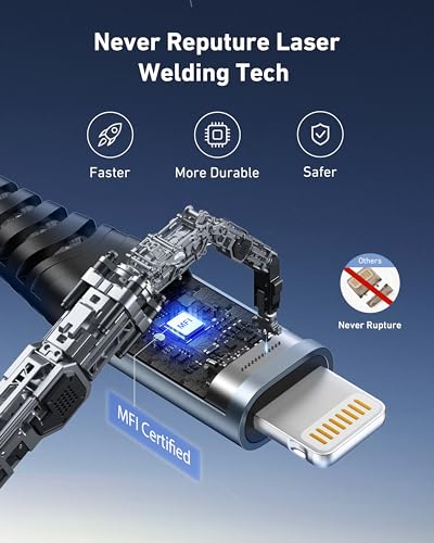 iPhone Charging Cable 6FT, 3Pack [Apple MFi Certified] USB to Lightning Cables Fast Charging, iPhone Charger Cord iPhone USB Cable Compatible with iPhone 14 13 12 11 Pro Max Plus 8 7 6 iPad and More