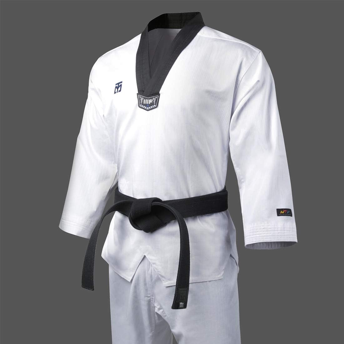 MOOTO Korea Taekwondo 3F Uniform Black Neck for Male TKD MMA Martial Arts Karate Hapkido Judo JIU-Jitsu (200(Height:200~209cm)(6.56~6.86ft))