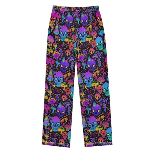 Pajama Pants Soft Lounge Pants with Pockets Colorful Skull Mushroom Sleepwear Bottoms 6-14 Year2