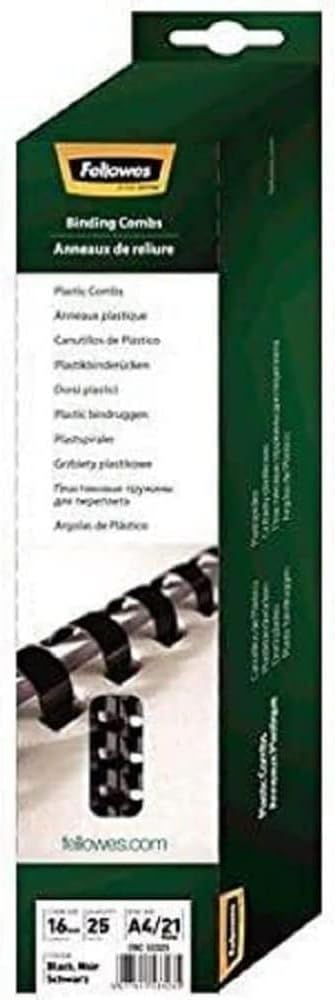 Spiral Binding Coils Fellowes Apex 6mm Black Plastic Binding Comb (Pack Of 100) - 6200102 Binder Machine Comb Bindings