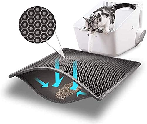 KASTWAVE Cat Litter Mat Litter Trapper Size 24” X 18”, Honeycomb Double-Layer Design Waterproof Urine Proof Material, 2-Layer Sifting Easy Clean Scatter Control