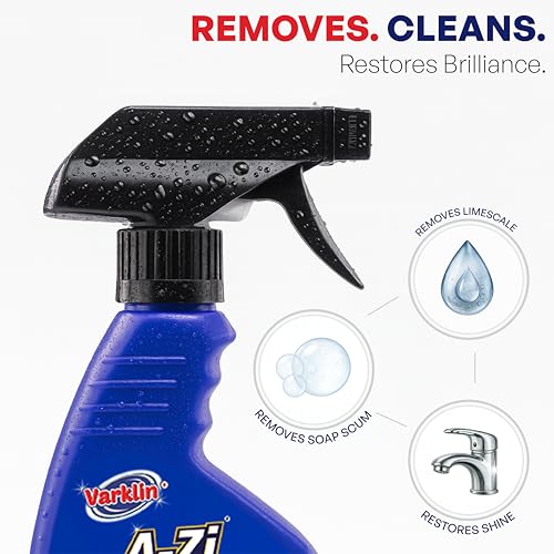Image of A-Zi Clean Tap & Shower Cleaner 300ml - Powerful Limescale & Hard Water Stain Remover for Taps, Faucets, Showerheads, Sinks, Bathtubs - Fast Action & Streak-Free Shine