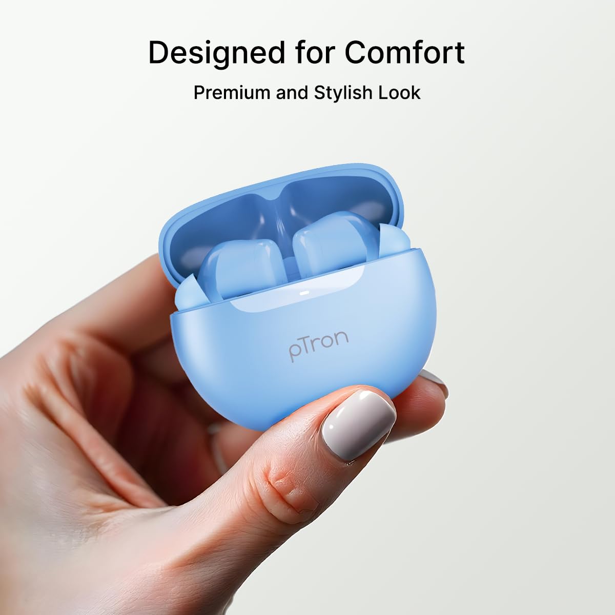 pTron Bassbuds Astra in-Ear TWS Earbuds w/Stereo Sound, 50Hrs Playtime, Stereo Calls, Custom EQ, Mobile App, BTv5.3 Headphones, Touch Control, Voice Assistant, Type C Charging & IPX4 (Light Blue) — Amazon image 10