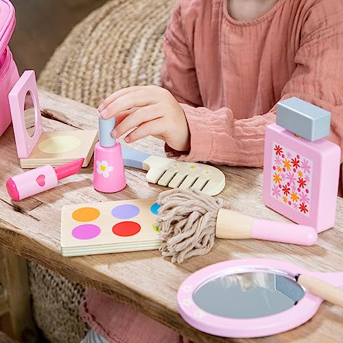 Make up Set de New Classic Toys con accesorios de madera pulida de alta calidad 2