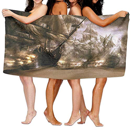 K_love89jufa 31x51インチ 高吸収性 バスタオル 船 幽霊 海賊 軽量 大型 バスタオル ビーチ ホーム スパ プール ジム 旅行 ユニ 水泳、ビーチ、キャンプ、ヨガ用