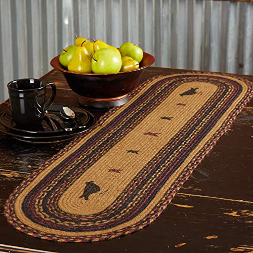 VHC-Brands-Heritage-Farms-Primitive-Crow-Table-Runner-Stenciled-Textured-Jute-Nature-Print-Oval-13×48 VHC Brands Heritage Farms Primitive Crow Table Runner Stenciled Textured Jute Nature Print Oval 13×48
