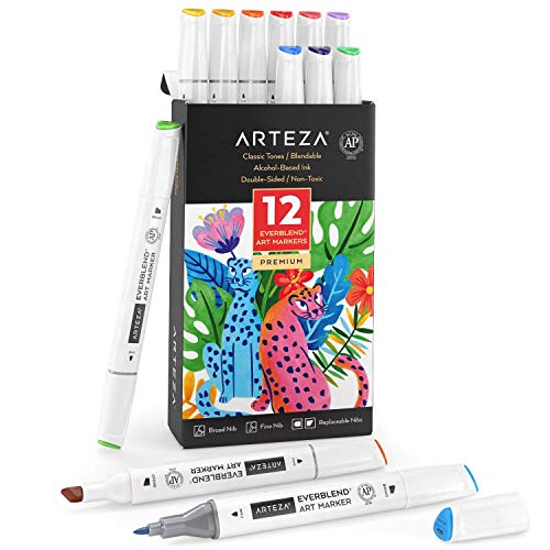 Arteza EVERBLEND Ultra MRKR, Set of 12, Bright Tones