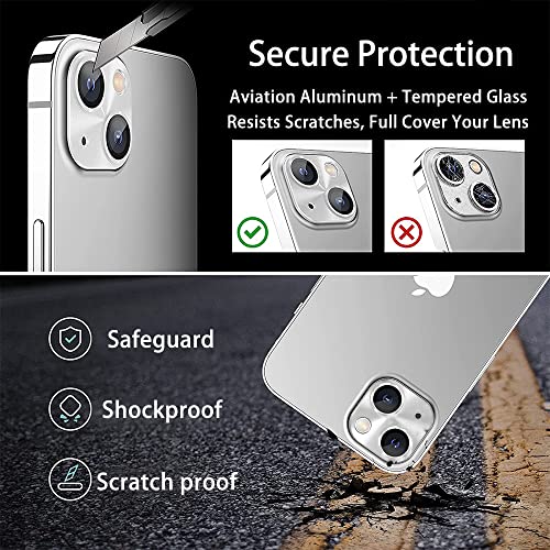 Niboow Camera Lens Protectors for iPhone 14/14 Plus, Aluminum Alloy 9H Tempered Glass Anti Scratch Camera Cover - Image 2