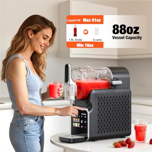 Image of Slushie Machine No Ice Needed, Auto-Clean, 220W Quick Frozen Drink Maker with 6 Preset Programs for Margaritas, Frappes, Milk Shake and More, Slushy Machine for Home, 88oz