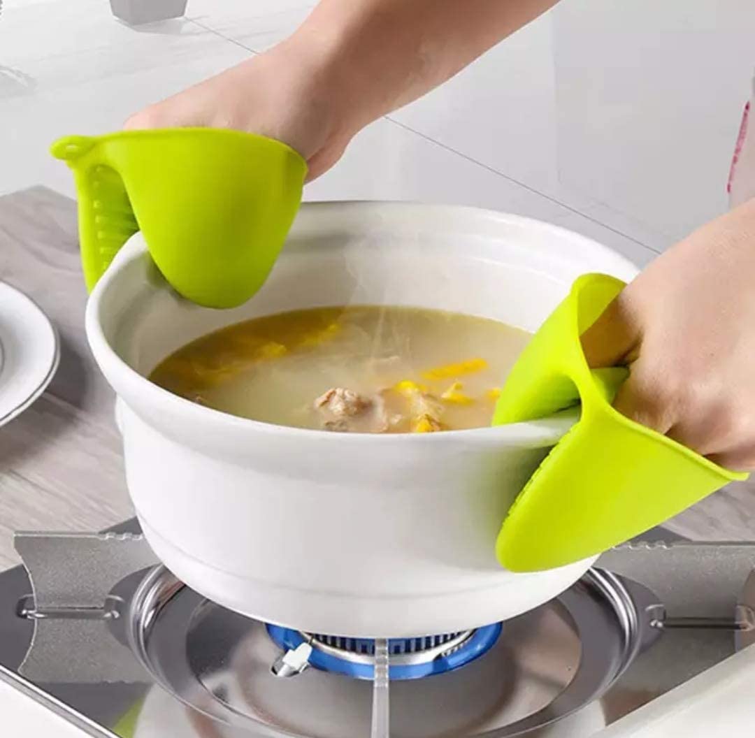 Ancestor Silicone & Kitchen Pot Holder Heat Resistant, Micro Oven Baking Mitts Glove Cooking Pinch Grips Glove Hand Clip Convenient (1 Pair-2 Pcs)