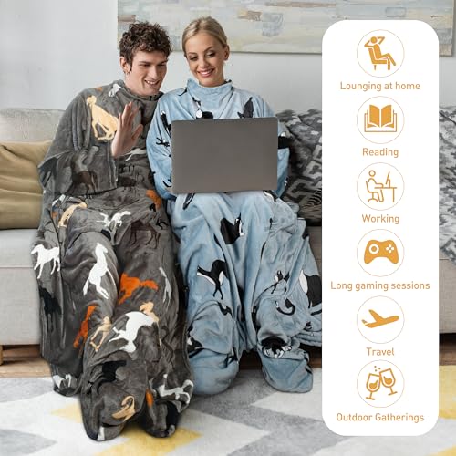 Image of Catalonia Wearable Blanket with Sleeves & Foot Pocket for Adults