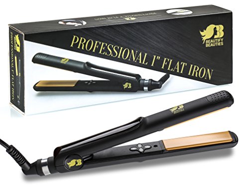 Beautify Beauties Professional 1 Inch Flat Iron, Ceramic Tourmaline Hair Straightener