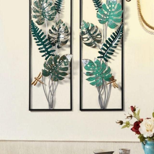 Image of SHREE 'O' GREEN TECH Gold Metal Wall Decor Leaf Wall Hanging Decoration, Set of 3 Metal Wall Art Home Decor for Living Room Office Bedroom Hotel (Design -3)