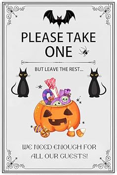 Please Take One But Leave The Rest We Need Enough For All Our Guests Metal Tin Sign Vintage Halloween Poster Sign for Coffee Shop Front Door Home Bar Wall Decor 8x12 Inch