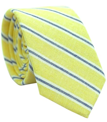Image of BELLUNO Men's 2.5 inch Skinny Solid Cotton Linen Ties