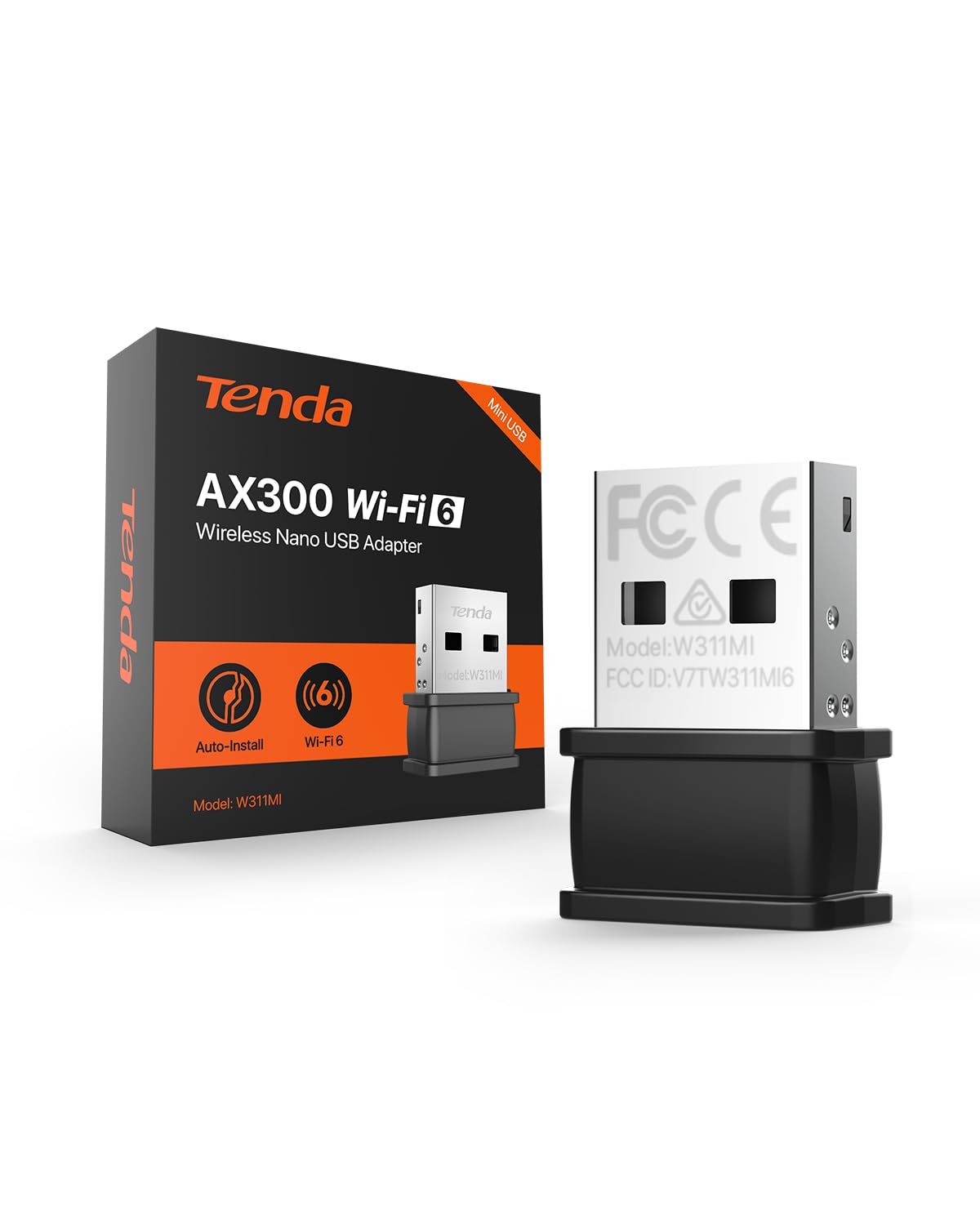 Tenda W311MI-V6 AX300 Wi-Fi 6 Wireless Nano USB Adapter (Black)