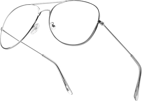 Miniatura 5 de SUNNYPRO Lentes transparentes de gran tamaño Aviador Marco UV400 Oro Halloween Disfraz