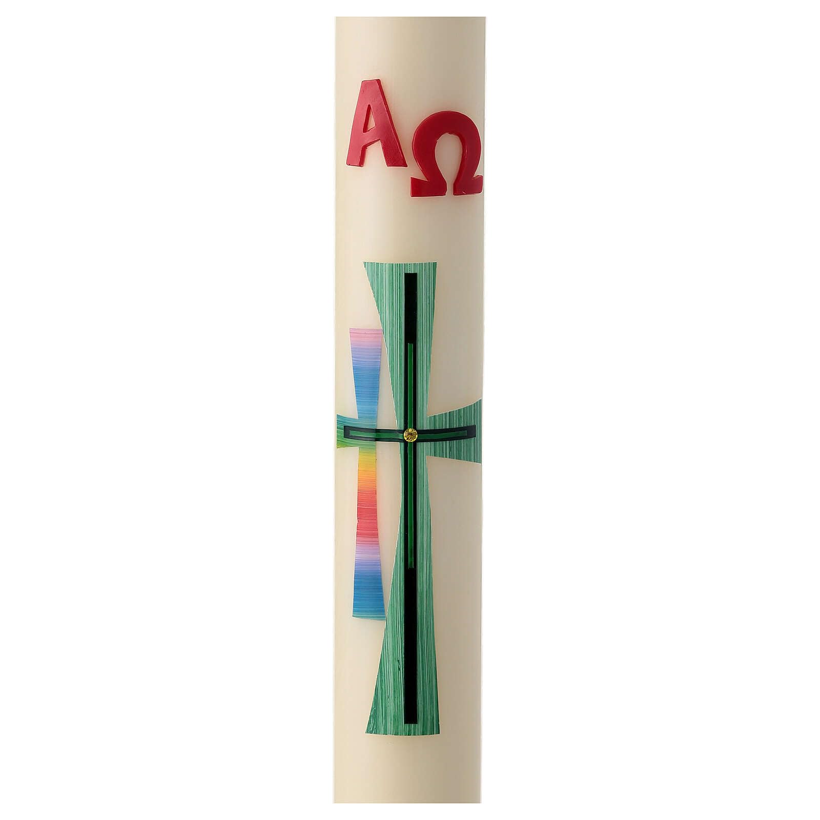 Easter Candle with Rainbow Green Cross 80x8 cm
