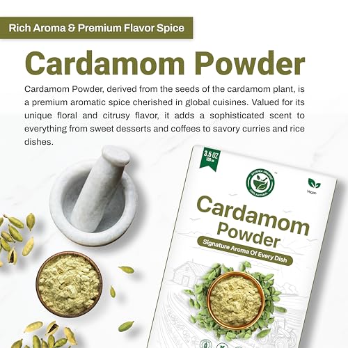 AYUSHKA ORGANIC Green Cardamom Powder (Elaichi Powder) Organic Ground Cardamom 3.5 oz / 100g - image 5