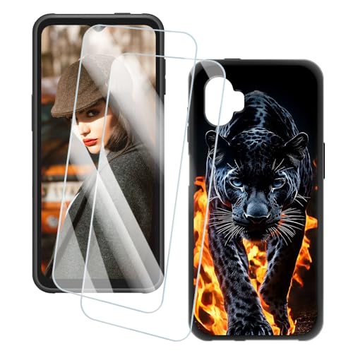 OAGELIM 2�Z�b�g �X�N���[���v���e�N�^�[ + �P�[�X Samsung Galaxy Xcover 6 Pro (6.56 �C���`) �Ƃ̌݊������� �A�[�e�B�X�e�B�b�N�J�X�^���v�����g�J�o�[�Ƌ����K���X�t�B���� �X�N���b�`�h�~ (�`�[�^�[)