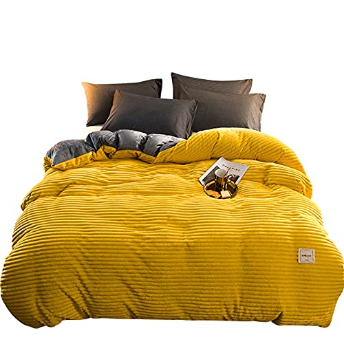 Transpirable Reversible Cubierta Del Consolador,Espesar Terciopelo Caliente Cubierta De Edredón Lujo Color Sólido Suave Cubiertas De Edredón Para Habitación Habitación De Invitados-Un 200x230cm(79x91i Cover